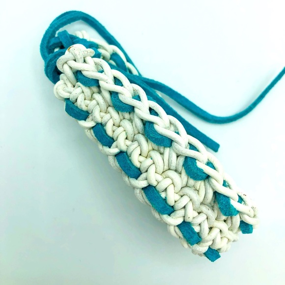 Crocheted Leather and Suede Bracelet - Picture 5 of 7